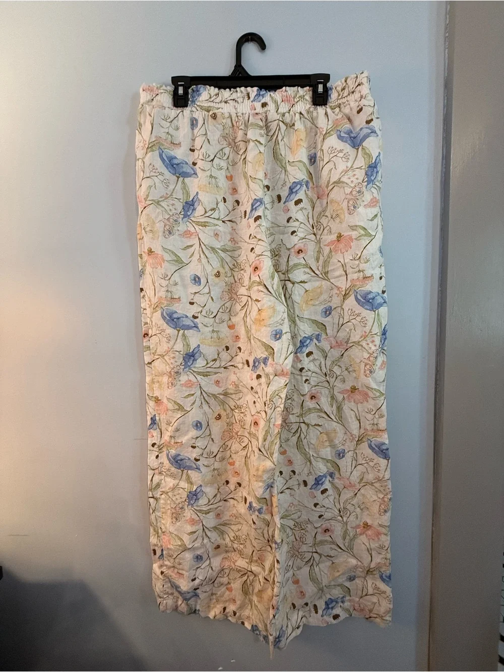 Saks Fifth Avenue Floral Wide Leg Pants 100% Cotton‎ Size XL EUC